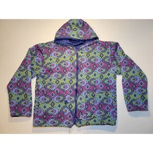 Vintage 80s Rainbow West Reversible Aztec Styled Full Zip Jacket Windbreaker‎ M